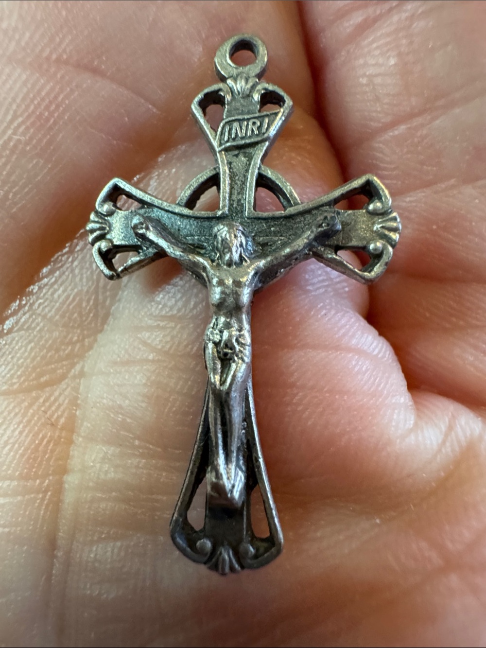 Men's Silver-Tone Crucifix Pendant - Classic Religious Necklace